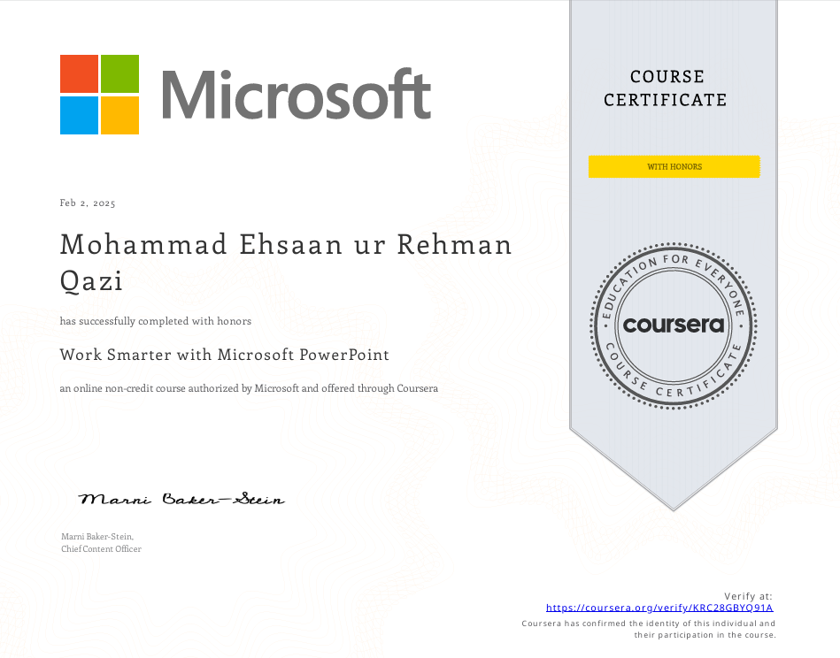 Work Smarter with Microsoft PowerPoint Certificate